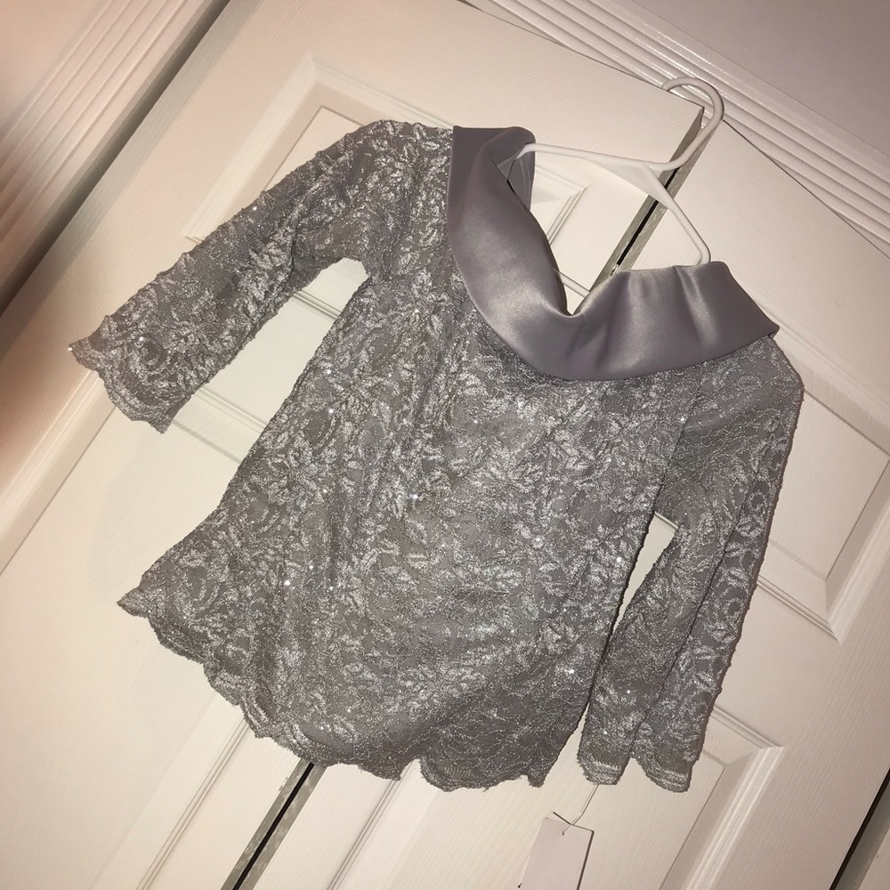 Silver off shoulder top